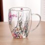 1PC Double-layer Glass Flower Cup High Borosilicate Breakfast Milk Coffee Cup Household Drinking Cup Festivals Gift