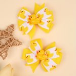 2PCS Sweet Cute Yellow Duck Bow Hair Clips Suitable For Party Holiday Hair Styling Perfect Gifts For Girls
