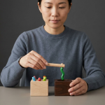 Wooden Magnetic Worm Catching Game Educational Toy