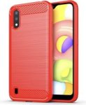 Galaxy A01 Shockproof Carbon Fiber Design Cover - Red