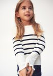 Rib-knit Jumper - Natural White & Striped