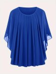 Plus Size Solid Ruched Blouse Casual Crew Neck Short Sleeve Blouse For Summer Women's Plus Sizeclothing