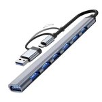 7-IN-1 USB 3.0 & Usb-c Multiport Hub Splitter High-speed Data Transfer Dual Interface Universal Compatibility