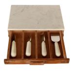 Marble Cheese Knife Set With Wooden Storage Box