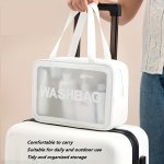 1PC Water-resistant Toiletry Bag Portable Cosmetic Storage Bag For Business Trips Double Handle Large Capacity Transparent Makeu