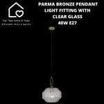 Parma Bronze Pendant Light Fitting With Clear Glass - 40W E27