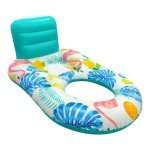 Head & Footrest Inflatable Pool Lounger With Cup Holders Flamingo Tropic