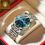Poedagar Waterproof Luminous Calendar Stainless Steel Men's Wrist Watch Student Quartz Watch