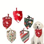 Christmas Pet Bandanas Christmas Tree And Santa Claus Graphic Dog Scarf For Puppy Premium Durable Fabric Holiday Decorative Bib