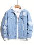 Men's Casual Ripped Denim Jacket Chic Street Style Chest Pocket Button Up Coat