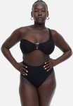 Padded One-shoulder Bikini Top - Black