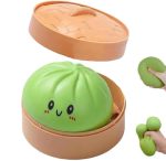 Dumpling Squishes Stress Balls With Steamer Cute Anxiety Relief Toy Soft Squeeze Decompression Dough For Adults Simulation Food