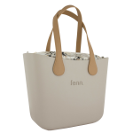 Light Tan Print Handbag In Mushroom - Mushroom Onesize