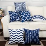 6PCS Navy Striped Linen Pillowcase Indoor Sofa Cushion Cover Outdoor Decoration 44.98 44.98 Cm Home Decor Room Decor Bedroom Dec