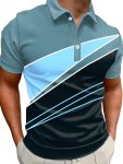Men's Geometric Graphic Print Golf Shirt Casual Short Sleeve Shirt For Summer Outdoor