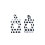 White & Black Polka Dot Acrylic Earrings - Black & White Acrylic