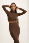 Kora Poloneck Cropped Top - Pinecone - XS