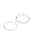 Silver Plated Dainty Cubic Zirconia Stacking Rings 2-PACK - M l