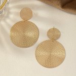 Golden Round Shape Dangle Earrings Simple Punk Style Iron Jewelry Creative Female Earrings