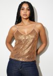 Sequin V-neck Cami - Copper