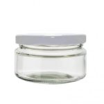 200ML Clear Glass Storage Jar With White Metal Lid 82MM Twist