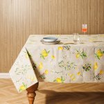 Carmel Designer Lemon Botanique Tablecloth Yellow - 10-12 Seater 150X340CM