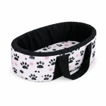 Carry Cot Printed Black And White: Paw Print Pink Dots