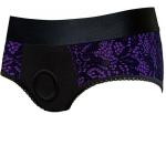 Panty Harness - Black & Purple - XS