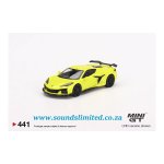 MINI GT 1:64 Chevrolet Corvette Z06 2023 Accelerate Yellow Alloy Car Model 441