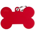 Myfamily XL Bone Pet Id Tag - Aluminium Red Waggs Online Pet Shop