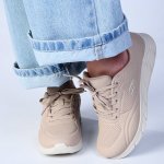 Skechers Womens Bobs Flex Lo Lace Sneaker - Tan - 8