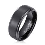 Men's Step Brushed Black Tungsten Ring OY-R-200 - 11