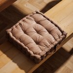 Striped Square Chair Pad Beige