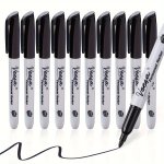 10PCS Black Permanent Markers Fine Tip 10-COUNT Waterproof Smear Proof Quick Drying