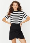 Gathered Detailed MINI Length Woven Skirt - Black