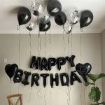 32PCS Black Happy Birthday Balloon Banner Set 3D Mylar Foil Letters No Power Needed Aluminum Film Perfect For Birthday Celebrati
