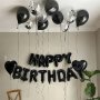 32pcs Black Happy Birthday Balloon Banner Set 3D Mylar Foil Letters No Power Needed Aluminum Film Perfect For Birthday Celebrations Suitable For Ages 14+