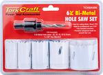 Tork Craft Hole Saw Set 6PC Bi-metal 22 25 32 35 51MM & 3 8" Hex Mandrel