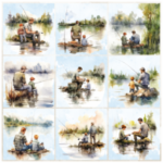Tear Resistant Deco Print Father And Sons Fishing 9'S