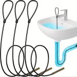 3PCS Black Yellow Stainless Steel Wire Pack Nylon Extra Long Hooks Suitable For Bathroom Washbasin Sewer Bathtub And More