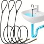 3PCS Black Yellow Stainless Steel Wire Pack Nylon Extra Long Hooks Suitable For Bathroom Washbasin Sewer Bathtub And More