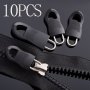 Set Of 10 Universal Zipper Pulls - Ideal For Suitcases Backpacks Jackets And Denim - Long-lasting Metal And Rubber Replacements