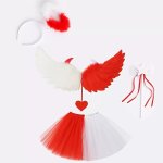 4PCS Red White Half Angel Devil Costume Set