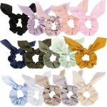 Amariver Super Soft Satin Scrunchies 15 Pcs Light Color Bow Scrunchies Scarf Scrunchies For Girls Women