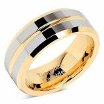 100S Jewelry Tungsten Rings For Mens Wedding Bands Gold Silver Two Tone Grooved Center Line Size 6-16 Tungsten 11