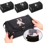 Makeup Wash Bag Hook Cosmetic Travel Toiletry Organizer Accessory Bag Pink Flower Print Handbag Make Up Case