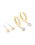 Goldair Gold Plated Brass Aquamarine Cubic Zirconia March Birthstone Earrings 2-PACK