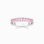 Ring With Pink Stones - Pav Silver - 52