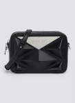 Large Metal Diamond Black Crossbody Bag - One Size Fits All Black