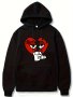 Trendy Broken Heart Print Hoodies For Men Graphic Sweatshirt With Kangaroo Pocket Comfy Trendy Hooded Pullover Mens Clothing For Fall Winter
